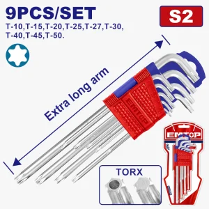 jeu 9 clés thorx t10-t50 extra long
