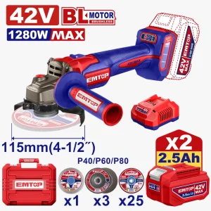 meule 115 42v brush 2b 2.5ah 1200w