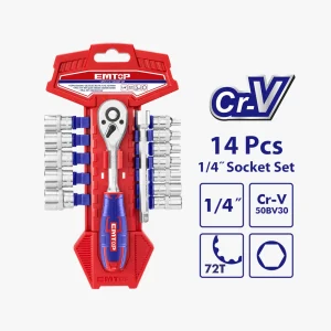 jeu 14 douilles 1/4" avec cliquet