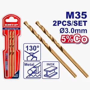 jeu 2 meches acie m35 hss ø 3 mm