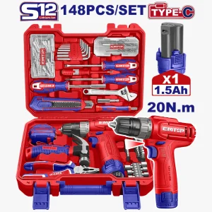 valise d'outils+visseuse 12v 148p