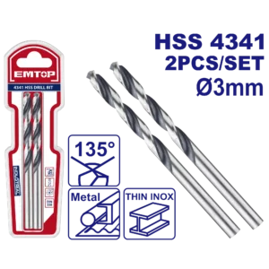 Jeu De 2 Mèches Métal Hss Ø 3Mm