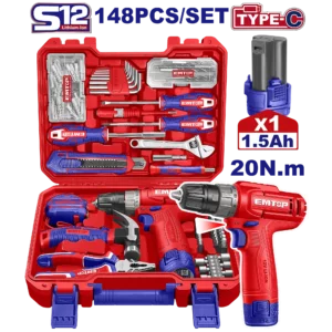 Valise D'Outils+Visseuse 12V 148P