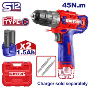 Visseuse 45Nm Type-C 12V +2B 1.5Ah